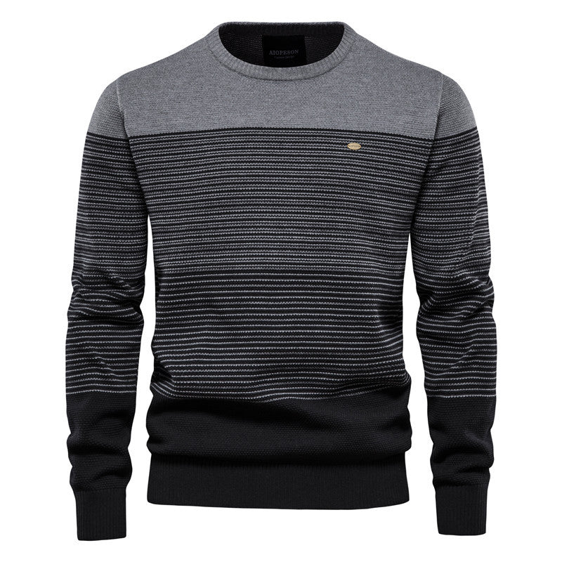 2026 Autumn Winter Sweater For Men Casual Knitwear Men's Jacket With Patchwork Korean Style Slim Fit Youth Color Block