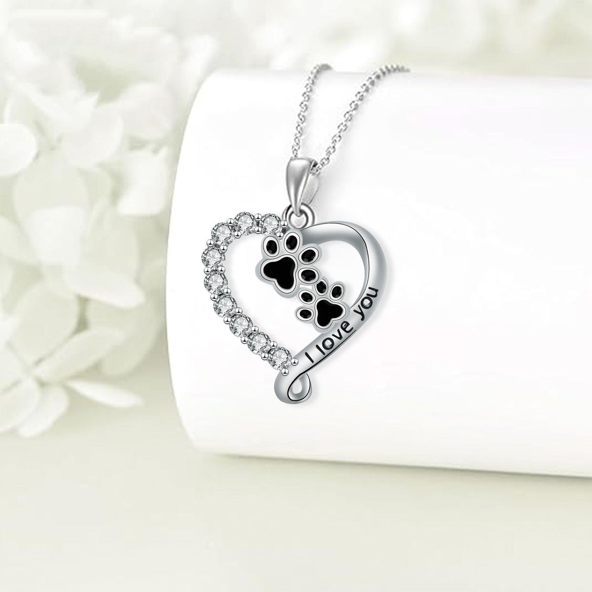 Heart-shaped Pendant Cute Dog's Paw Necklace For Women