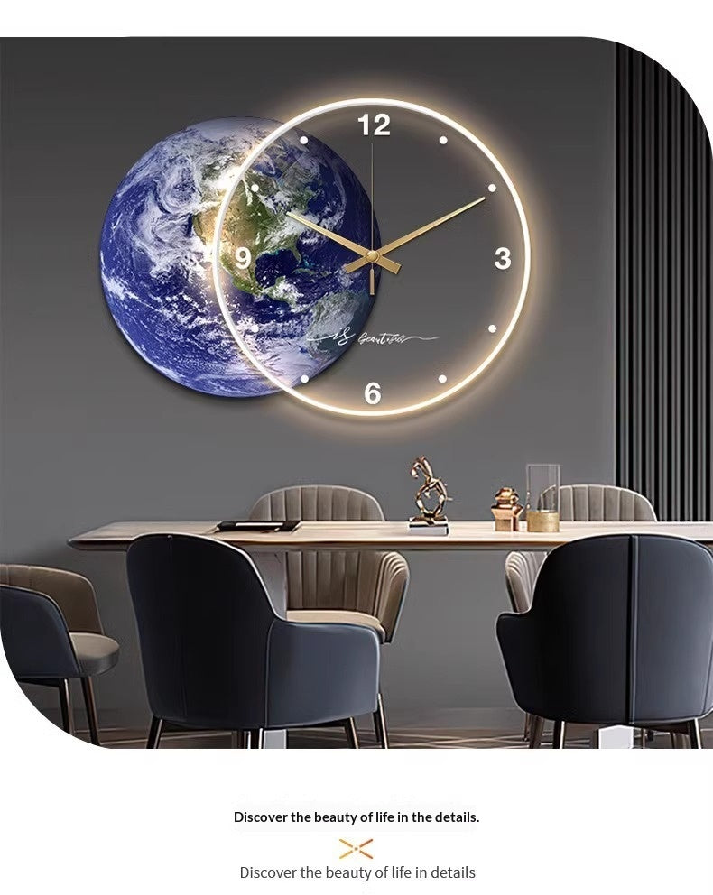 Moon Living Room Wall Clock Clock Mural Light