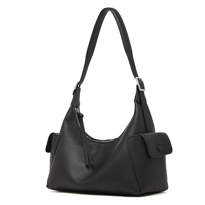 Womens Large-Capacity Casual Leather Shoulder And Crossbody Bag