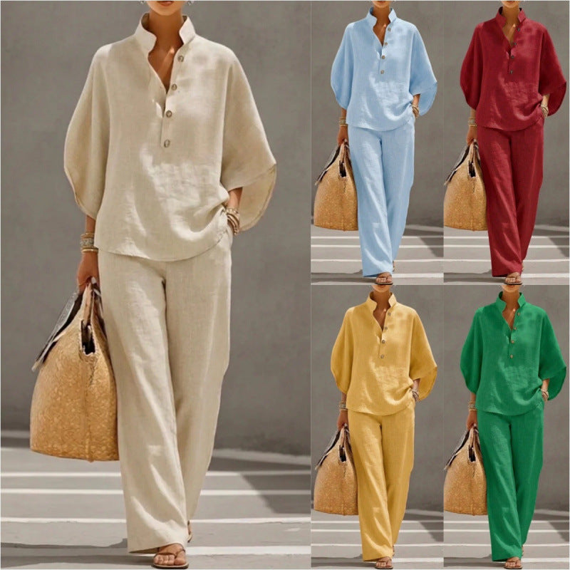 2026 New Women's Autumn Shirt Set Solid Color Leisure Urban Commuter Set
