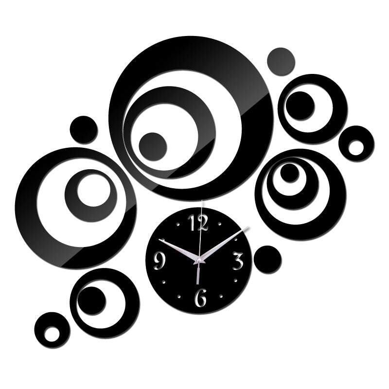Creative Diy Circle Mirror Clock Wall Sticker