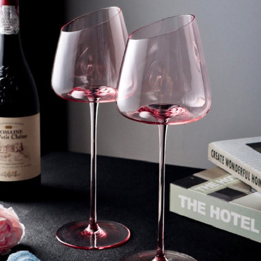 Flamingo Red Wine Oblique Mouth Glass Tall Cup