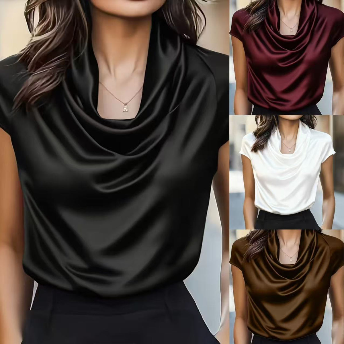 2026 Women's New Swinging Collar Pendant Short Sleeve Top Casual Versatile Shirt