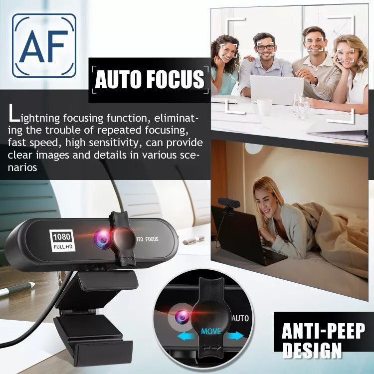 Full HD 1080P USB Webcams Camera Auto Focus With Microphone For PC Laptop Live