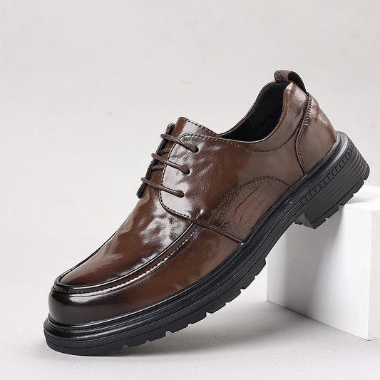 Leisure Chunky-soled Elevating Leather Shoes