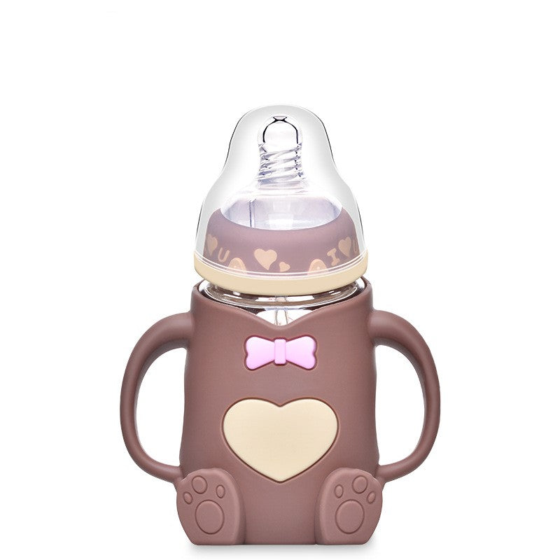 Silicone Glass Baby Bottle with Anti-Drop Design