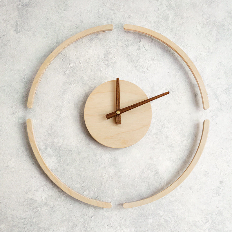 Creative Transparent Floating Wall Clock Nordic Simple Wooden Clock