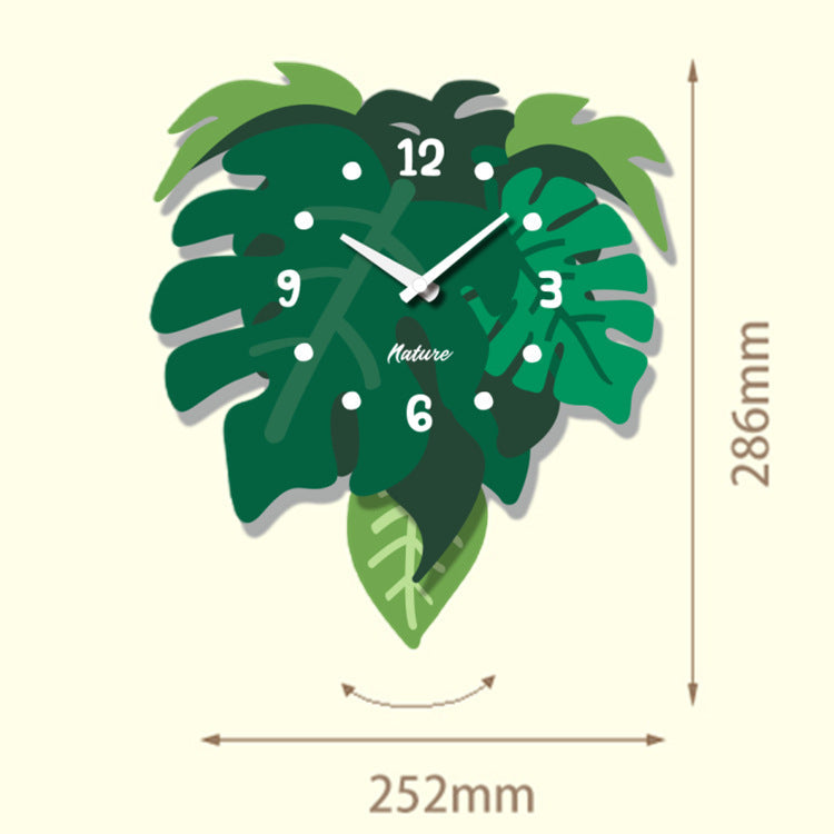 Wall Clock For Living Room Creative Decor With Lively Plants And Flowers Dynamic Wall Hanging