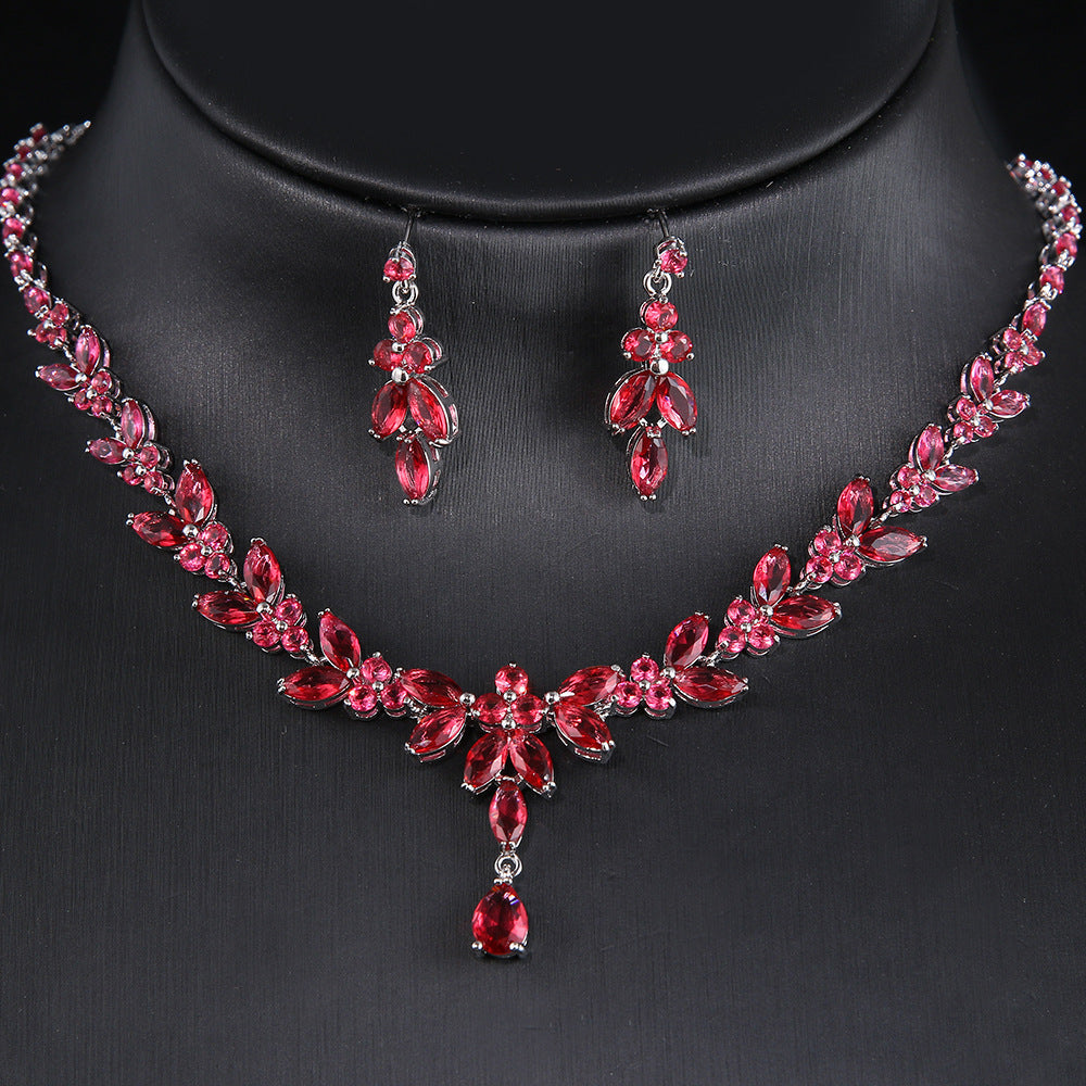 Simple White Bride Zircon Set Women