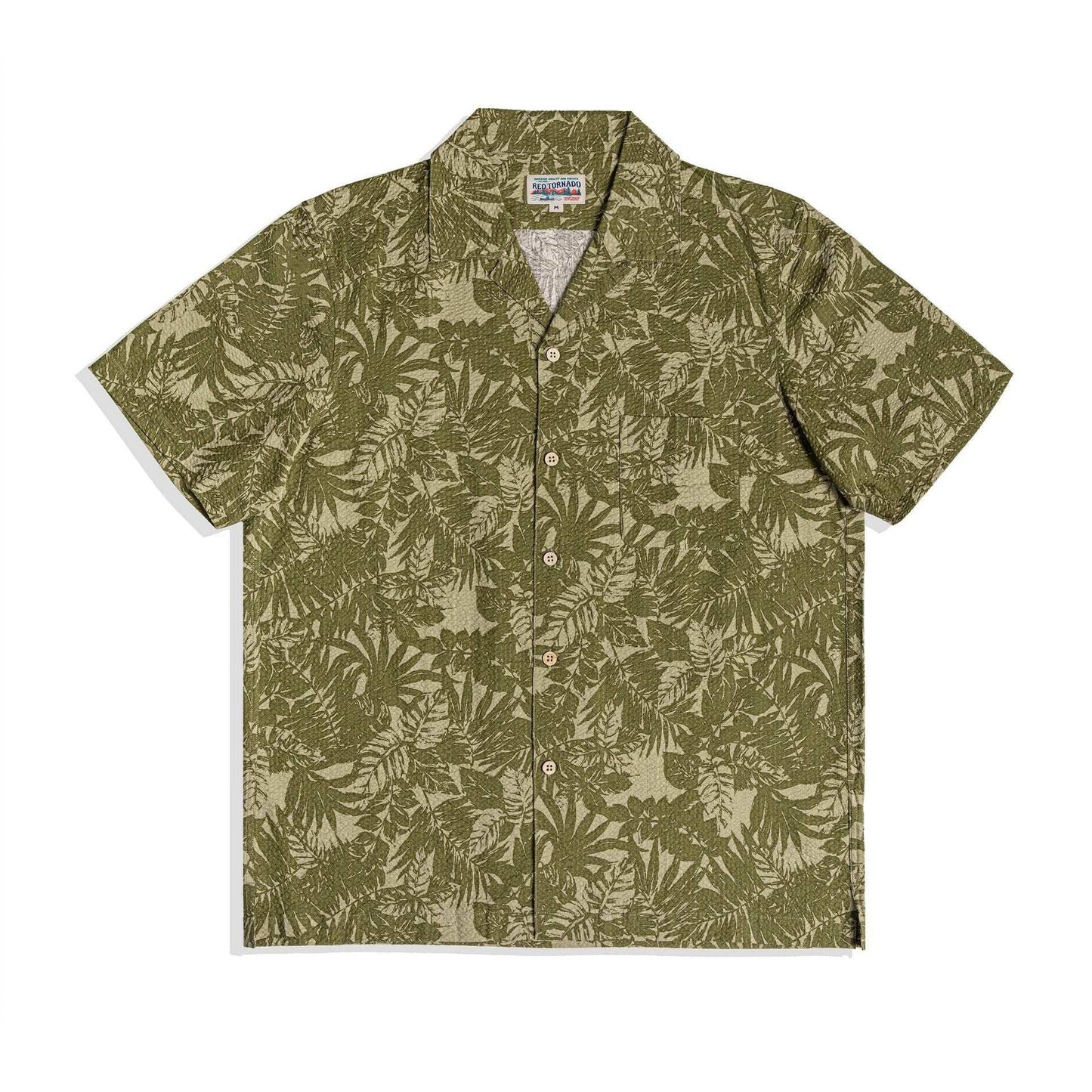 Vintage Printed Seersucker Cuban Collar Shirt