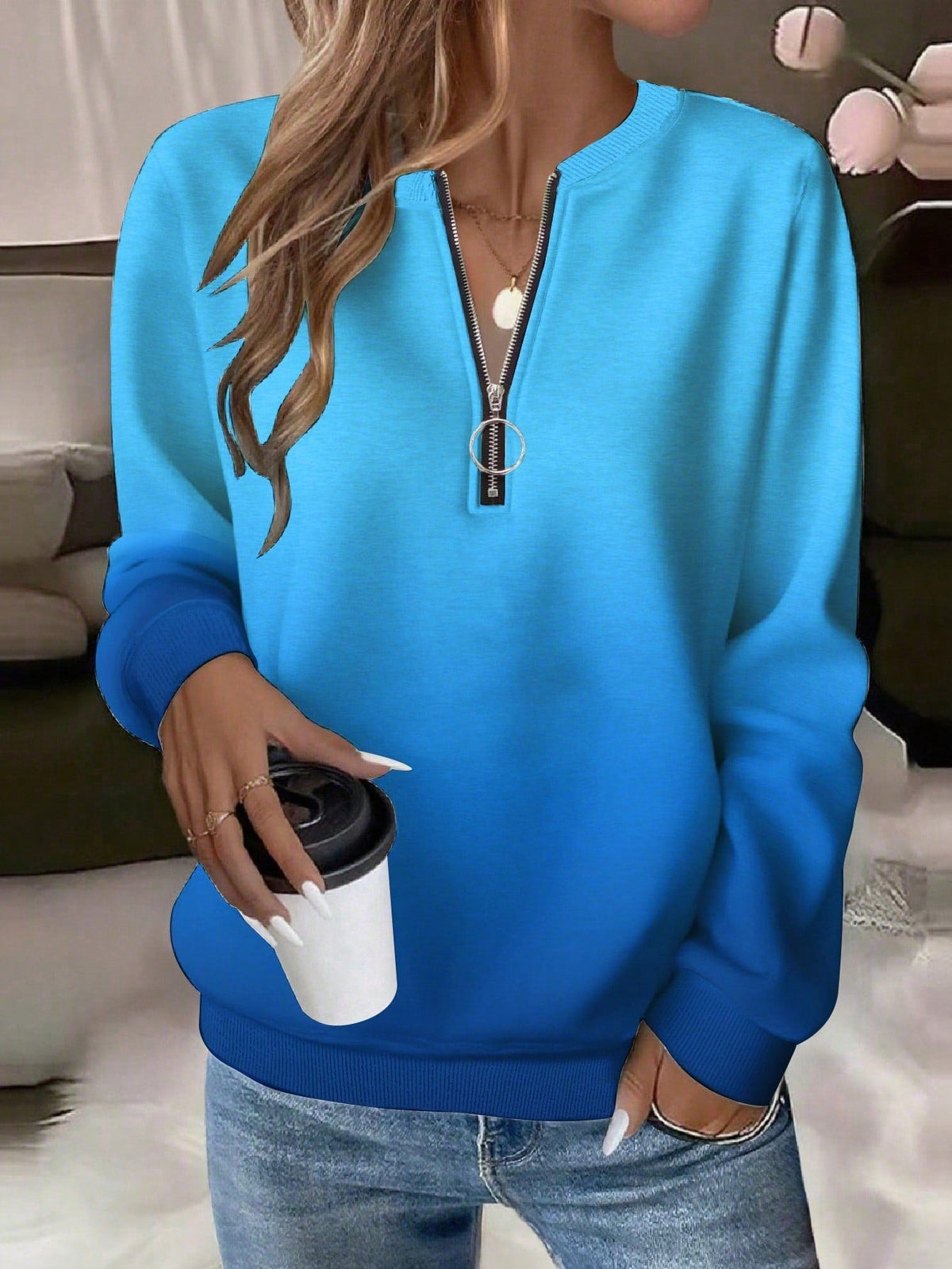 2026 New Autumn And Winter Amazon Independent Site Wish Printed Long Sleeve HalfZip Women's Hoodie