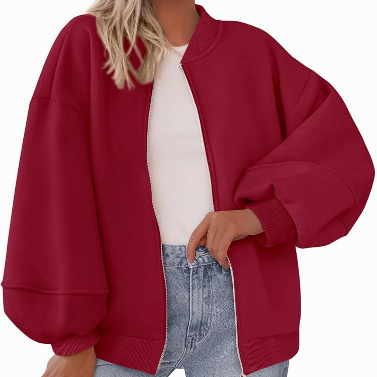 Women's Autumn Fashion 2026 Zipper Sweatshirts Jacket Casual Long Sleeve Bomber Coat Winter Clothes