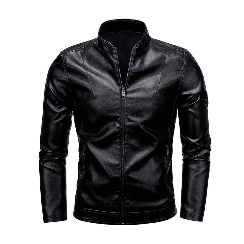 Amazon Men's 2026 Autumn New Foreign Trade Collar Men's Motorcycle Leather Washed Pu Leather Jacket Coat Top