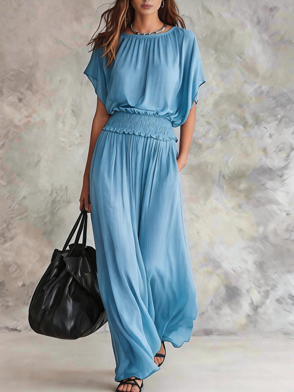 2026 Summer European Style Slim Waist Elegant And Precise Long Dress Set