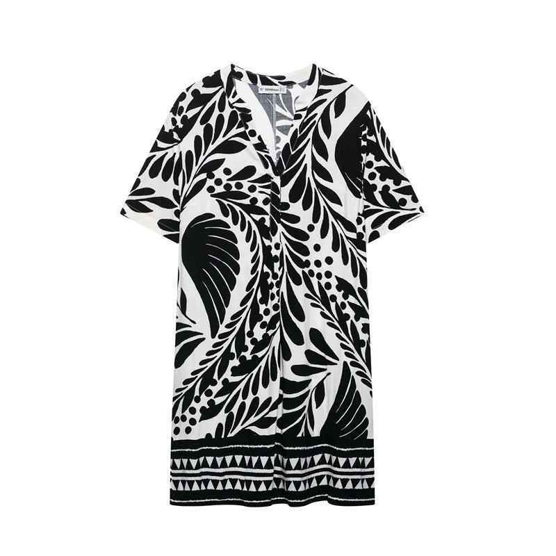Summer Ethnic Print Viscose Skirt Dress