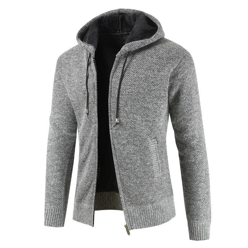2026 Cross-Border Ebay Autumn And Winter New Men's Thickened Fleece Cardigan Sweater Men's Hooded Cardigan Jacket