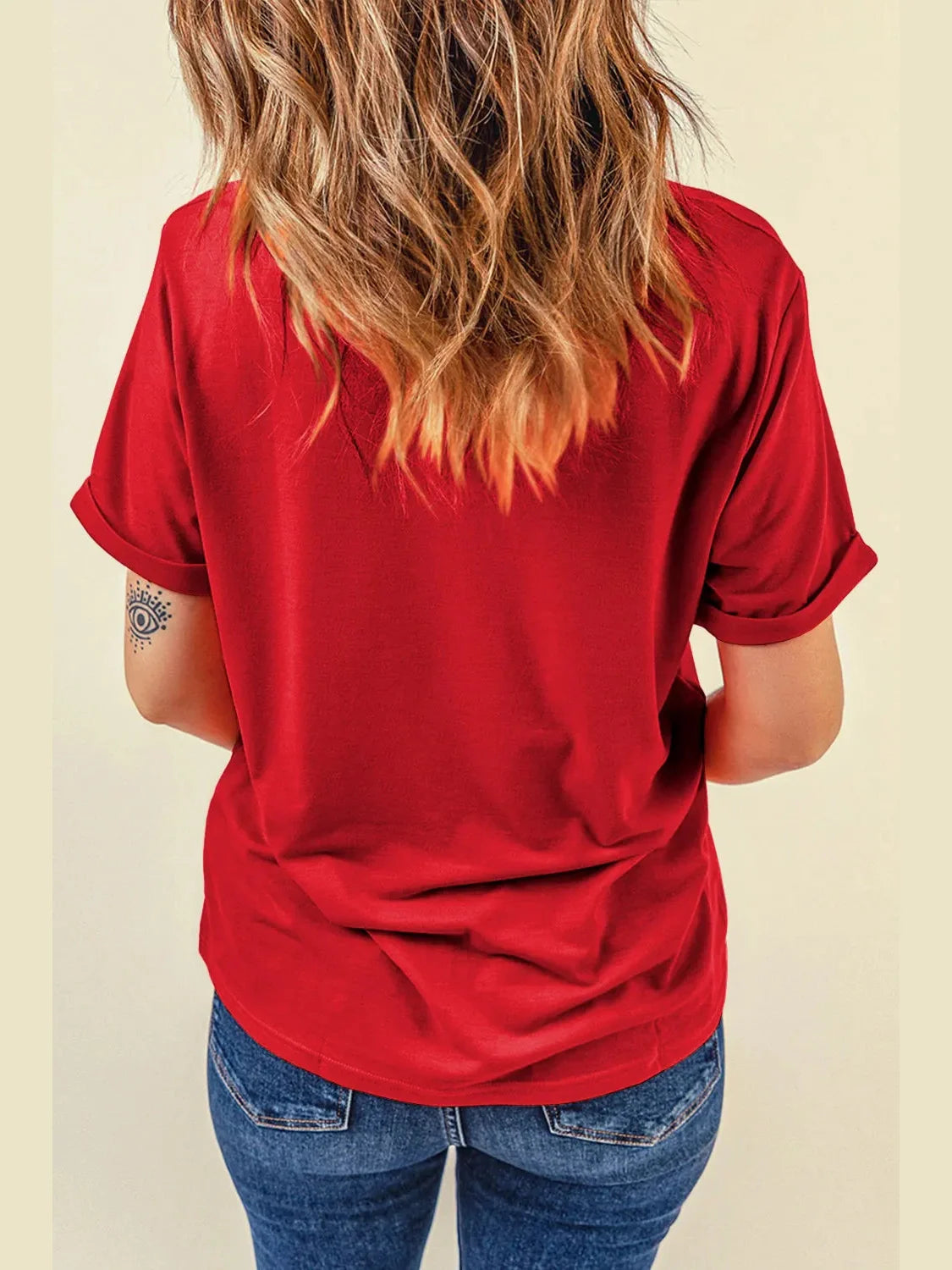 Sequin Christmas Tree Round Neck Short Sleeve T-Shirt