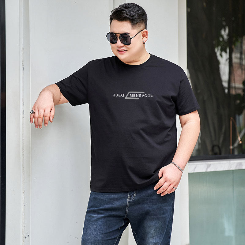 Plus-sized Plus Size Cotton Round Neck Short Sleeve Men's T-shirt