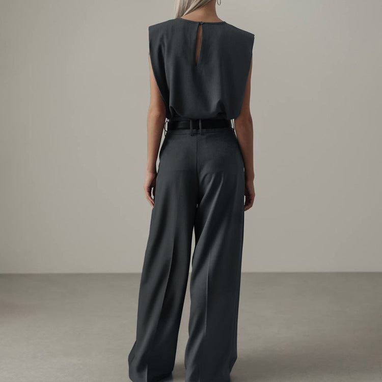 Sleeveless Vest Pullover Top And Loose-fitting Trousers Two-piece Set
