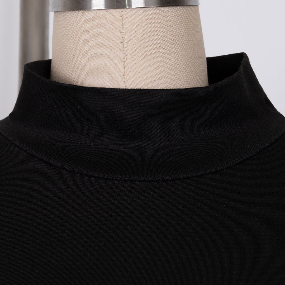 Black Turtleneck Cut - Out Long - Sleeve Dress