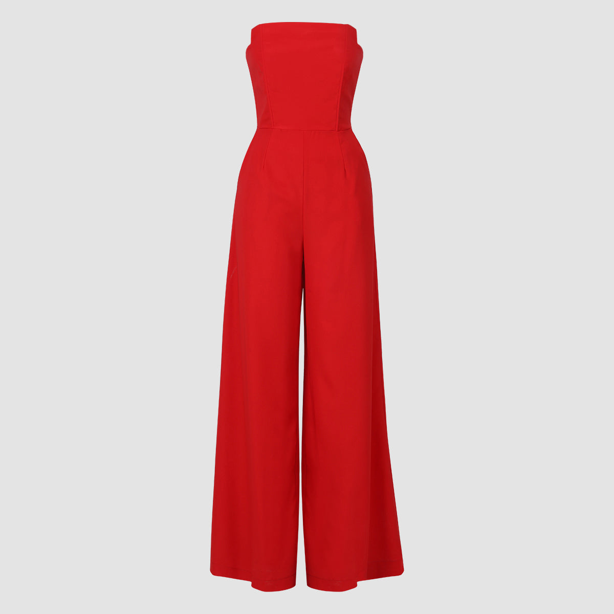 Red Tube Top Wide Leg Jumpsuit