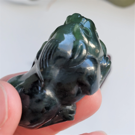 Dark Green Jade Pendant, Pi Xiu 44mm