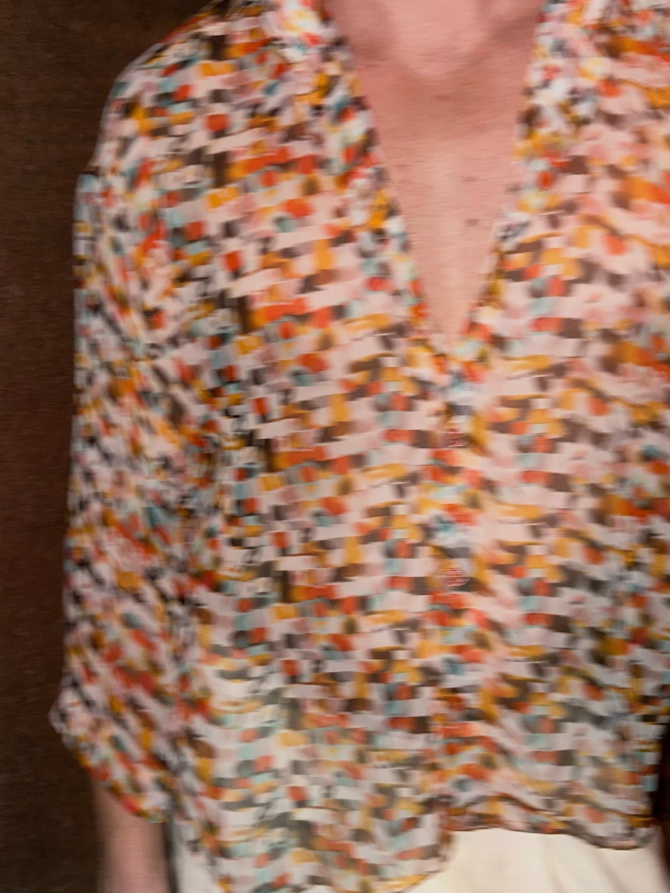 Retro Geometric Print Sheer Oversized Shirt