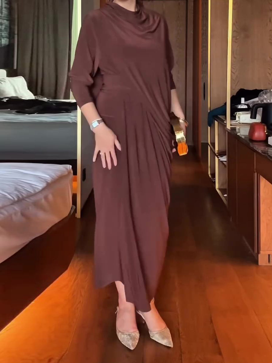 Elegant Pleated Tie Dress Two-piece Set