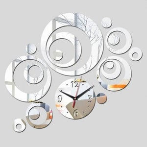 Creative Diy Circle Mirror Clock Wall Sticker