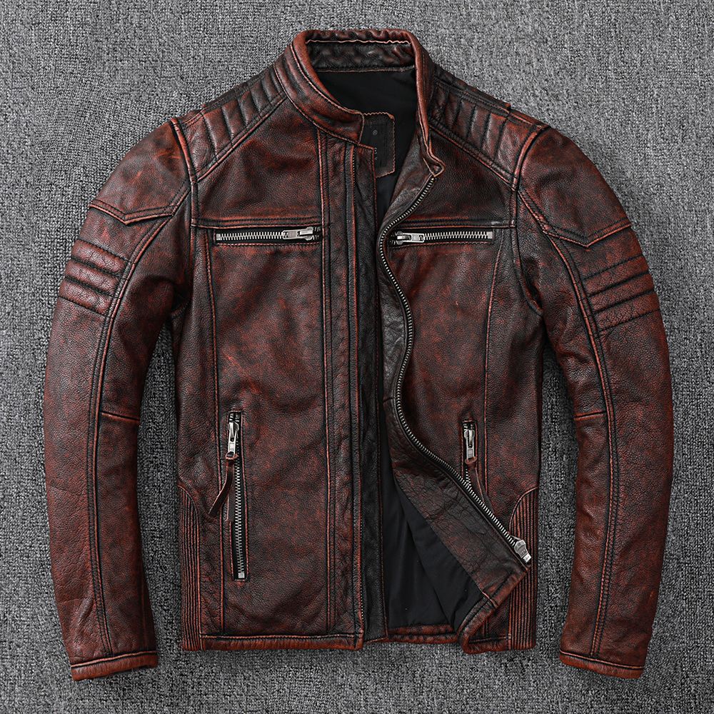 Harley Motorcycle Jacket in Vintage Genuine Leather