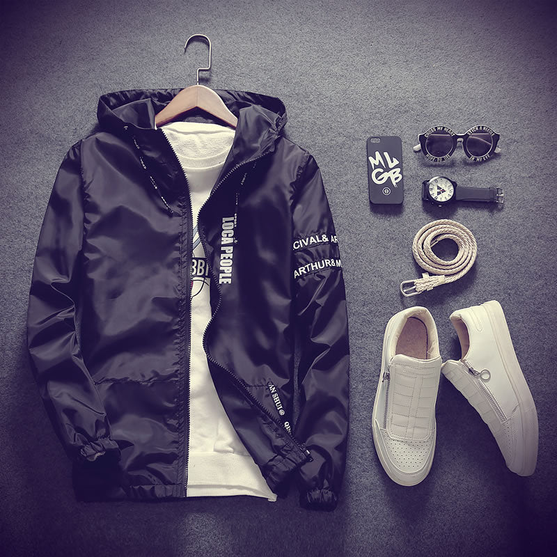 Men's Lettered Hooded Jacket