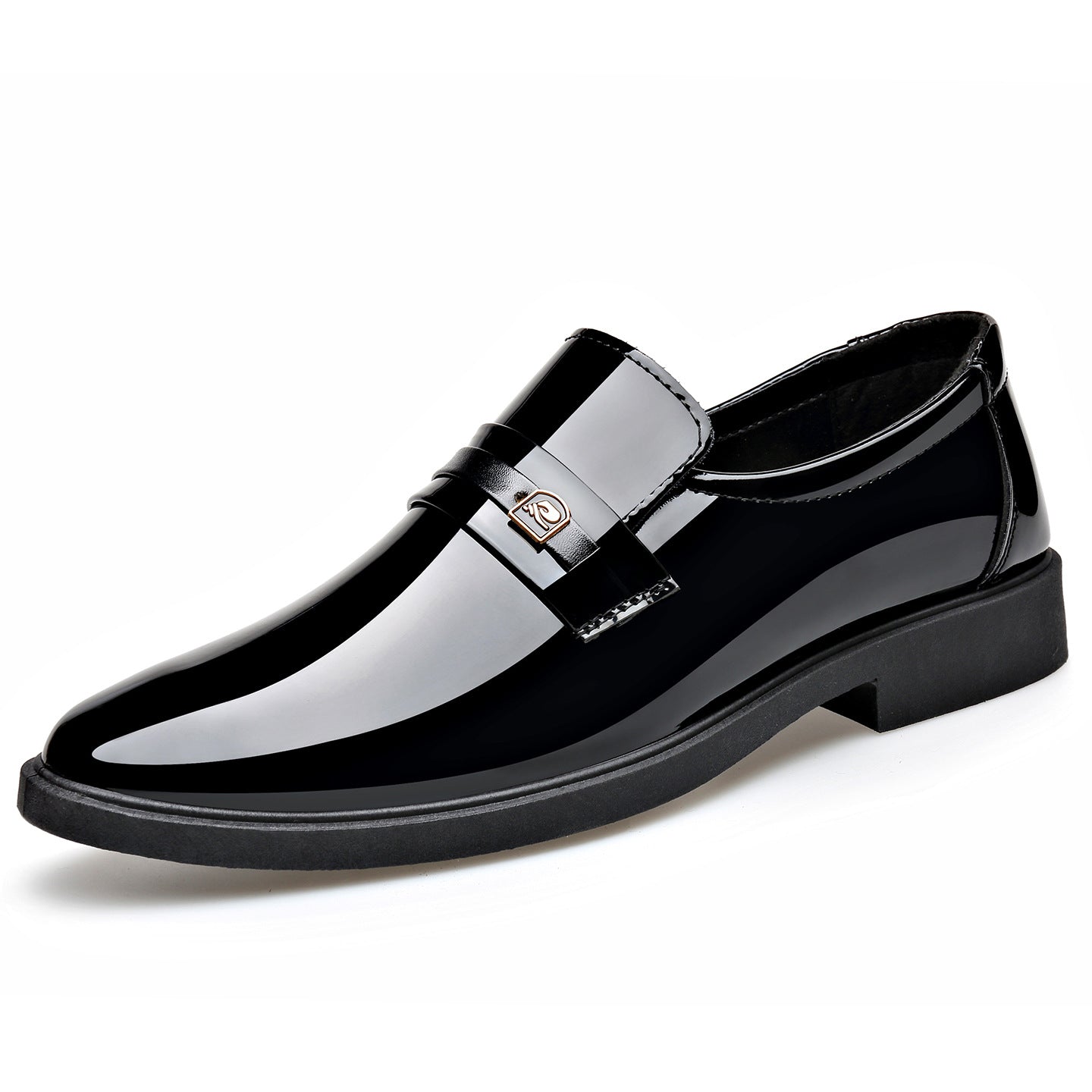 Dress Leather Shoes With A Mirror Like Slip On Design