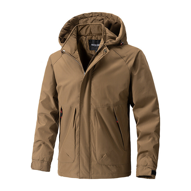 Amazon Jacket Men's Spring And Autumn Outdoor Casual Hooded Jacket Mountaineering Jacket Workwear 2026 Spring Style
