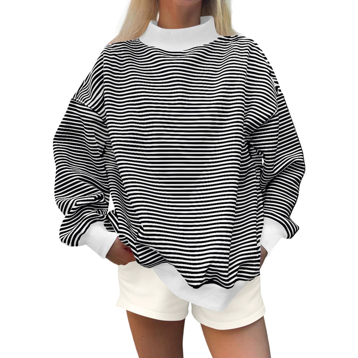 2026 Women's Fall New Fashion Casual Striped Long-Sleeved Pullover Loose Sweatshirt