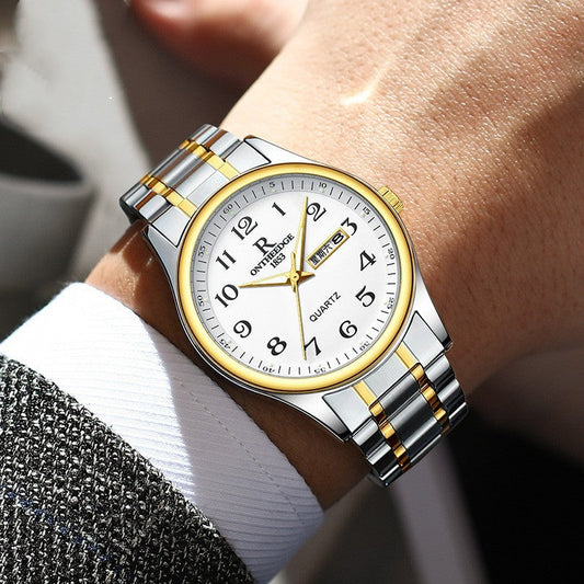 All-steel Double Calendar Middle-aged And Elderly Men's Watch