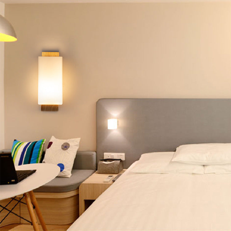 Creative Japanese Bedside Solid Wood Wall Lamp
