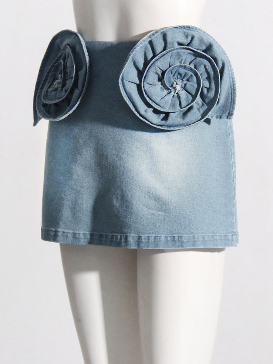 Stylish 3D Floral High-waisted Skirt