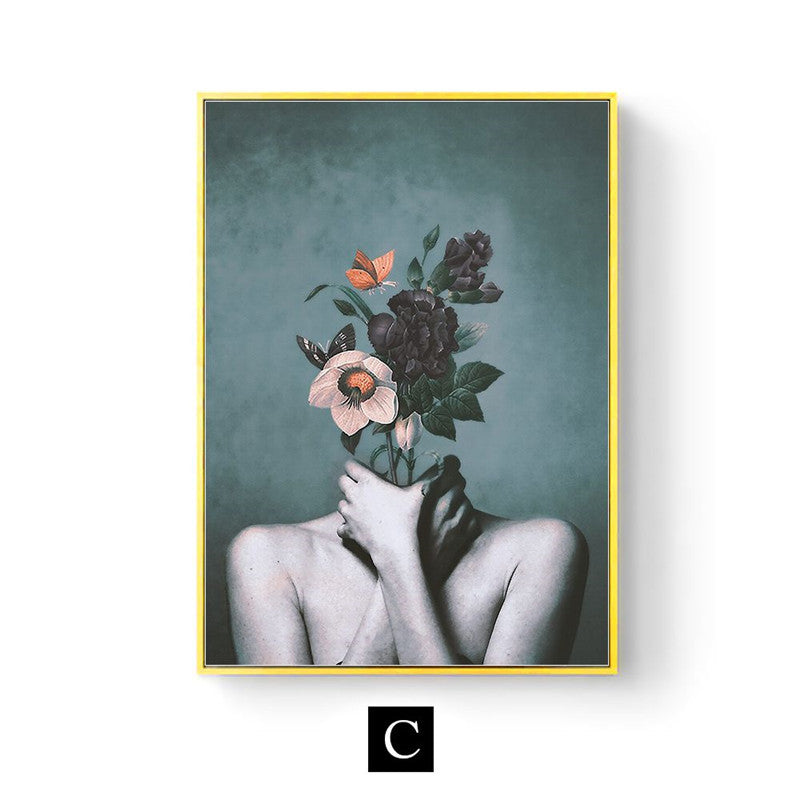 Modern Living Room Home Decor Painting Abstract Floral Character Art Canvas Poster