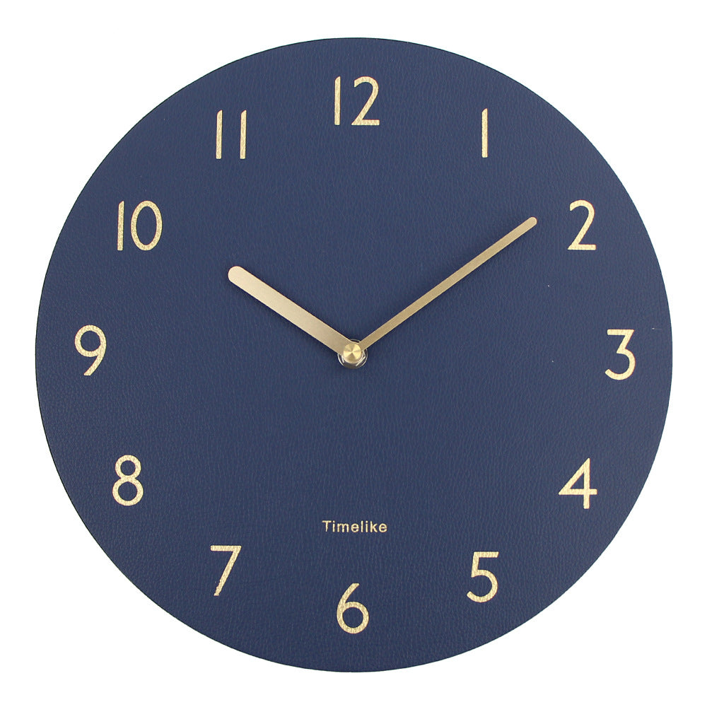 Creative Light Luxury Leather Wall Clock Silent Quartz