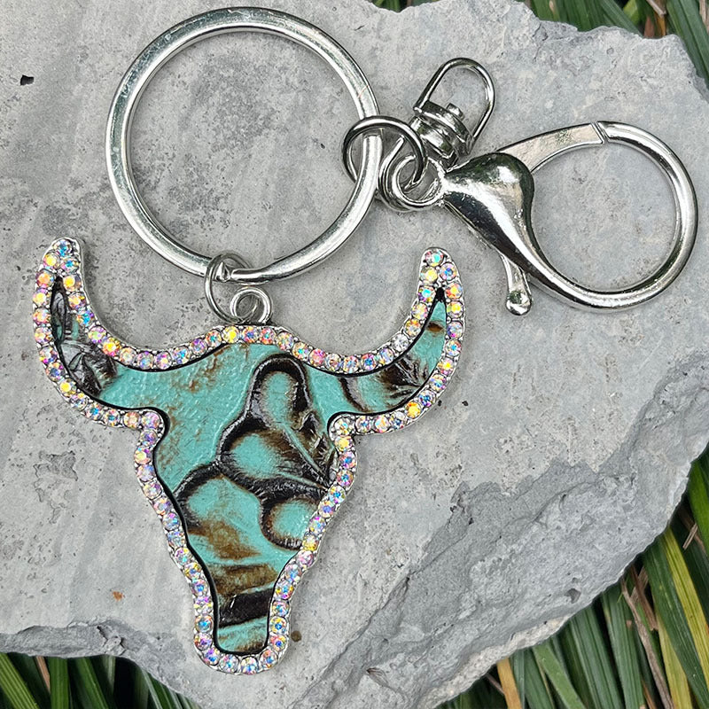 Retro Embossing Western Style Handbag Pendant Keychain