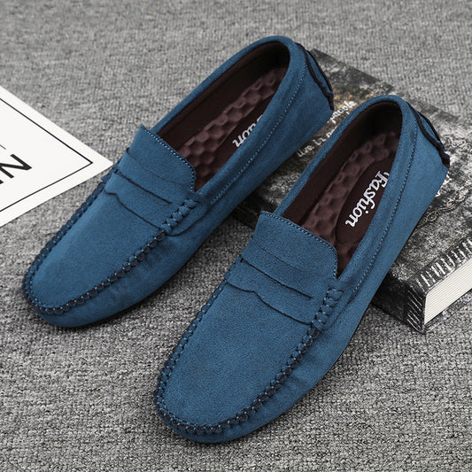 Hand-stitched Men's Beanie Shoes Velvet Leather Handmade