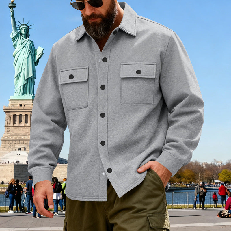 American Heavyweight Loose Fleece-lined Men's Outdoor Workwear Warm Jacket
