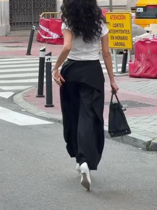 High Waist Draped Wide Leg Suit Pants