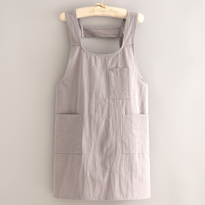 Canvas Breathable Cotton Linen Apron Household Kitchen Antifouling Wear-resistant
