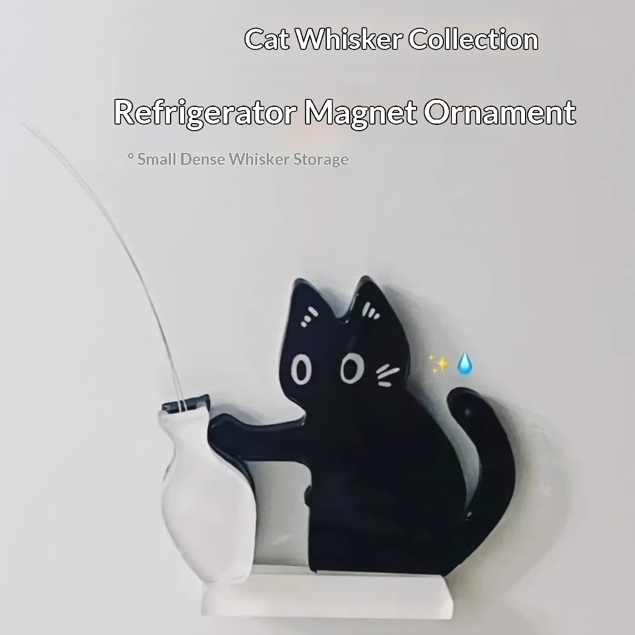 Creative Black Cat Fridge Magnet Acrylic Refrigerator Sticker Cat Whisker Fridge Magnet Figurine Kitchen Decor Gifts