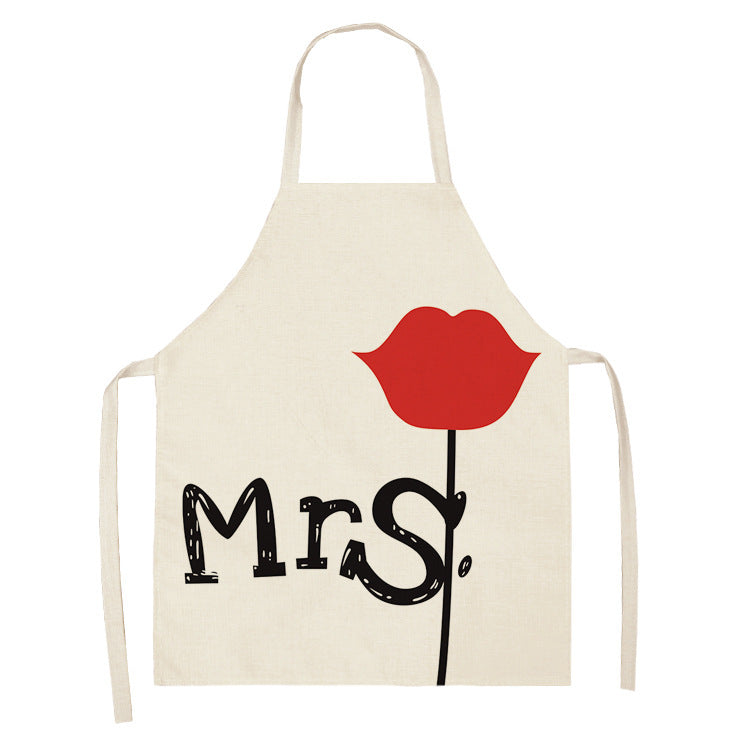 Letter Linen Apron Kitchen Stain-resistant Sleeveless Coverall