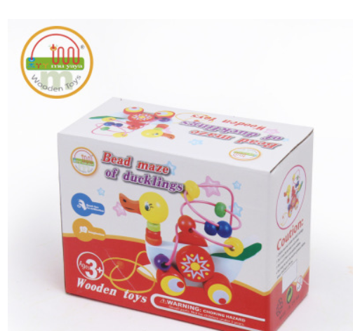 Wooden Duck Pull Toy with Beads for Early Learning