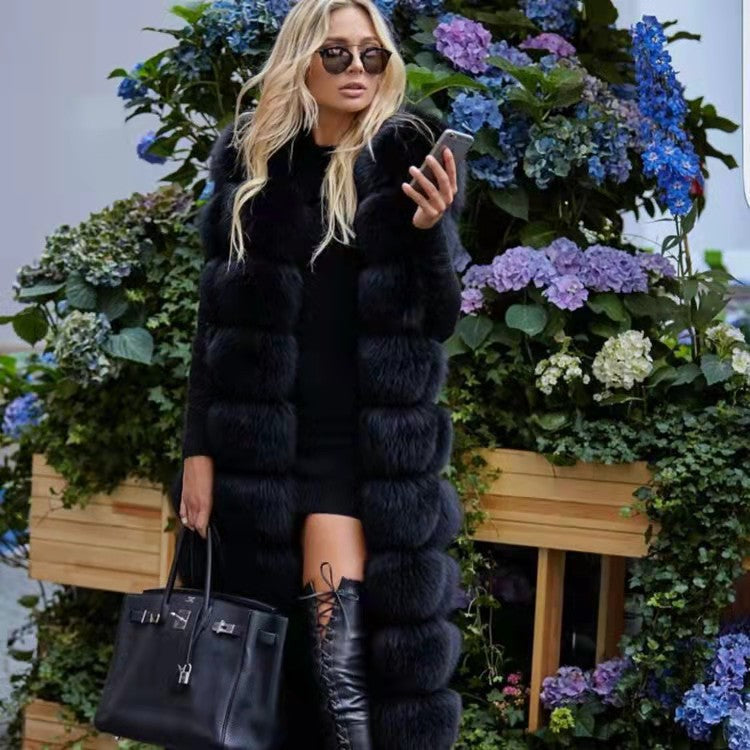 New Faux Fur Square Vest Extended Bread Block Vest Coat