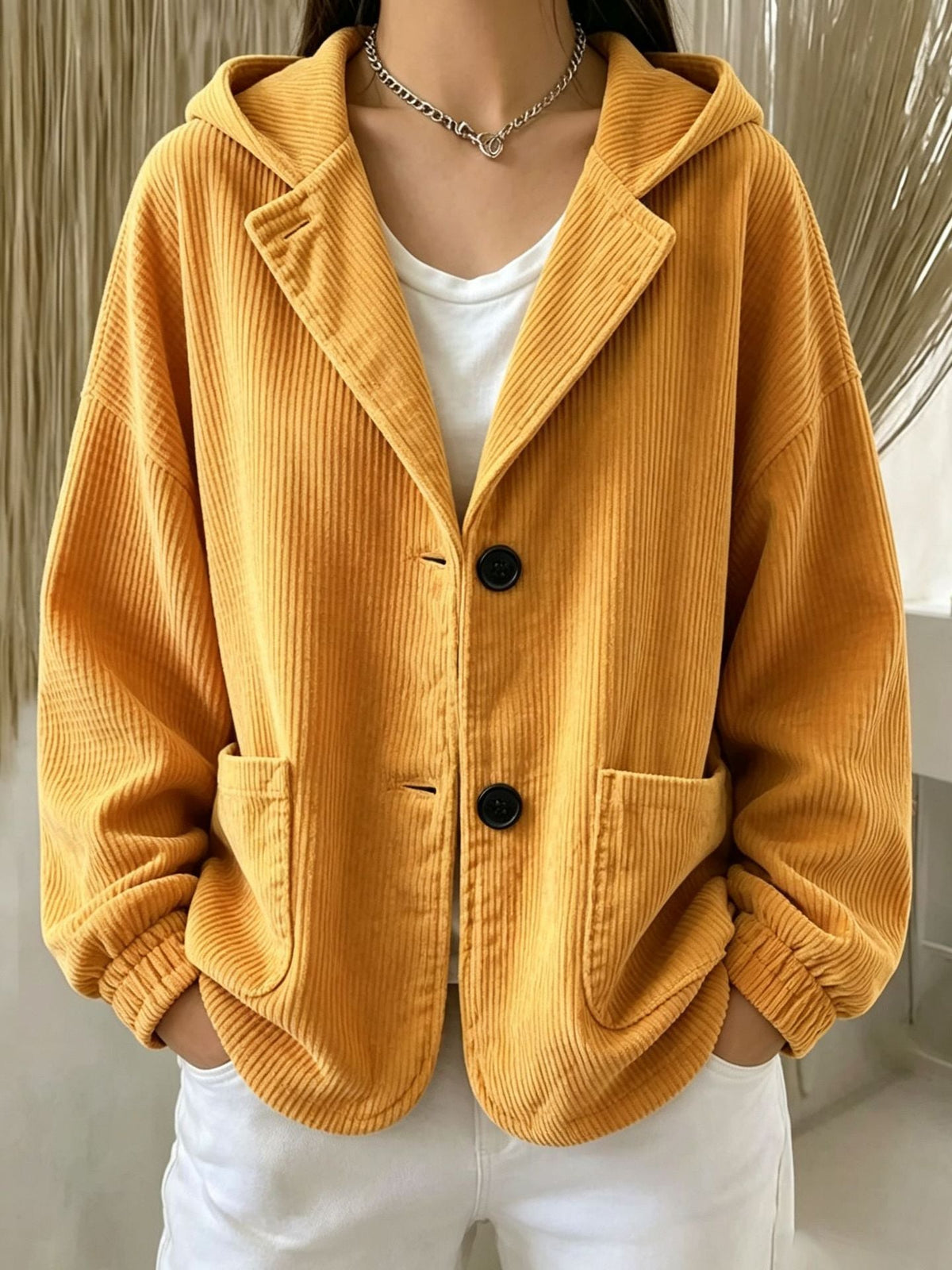 2026 Autumn Winter Cross Border European And American Women's Fashion Casual Corduroy Hooded Jacket Cardigan Sweatshirt Top
